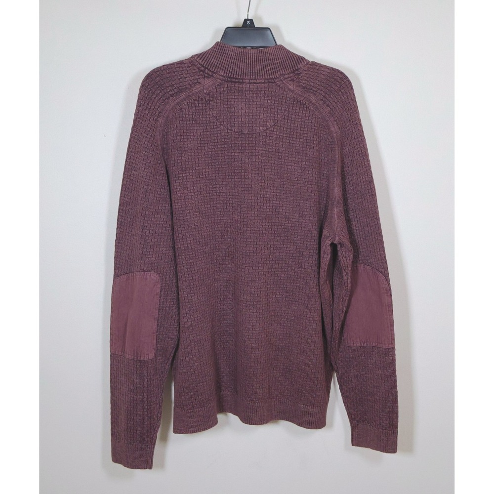 Tommy Bahama Sweater Quarter Zip Men Size XL Purple‎ Basketweave  Elbow Patches - Picture 2 of 9